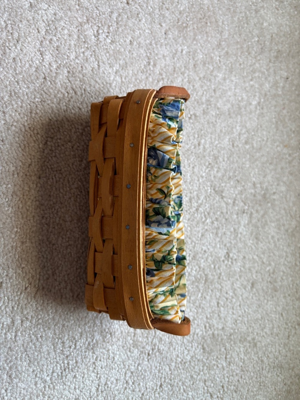 Longaberger Lavender Mini Booking Basket with Yellow Vine Liner and Protector - Picture 2 of 8